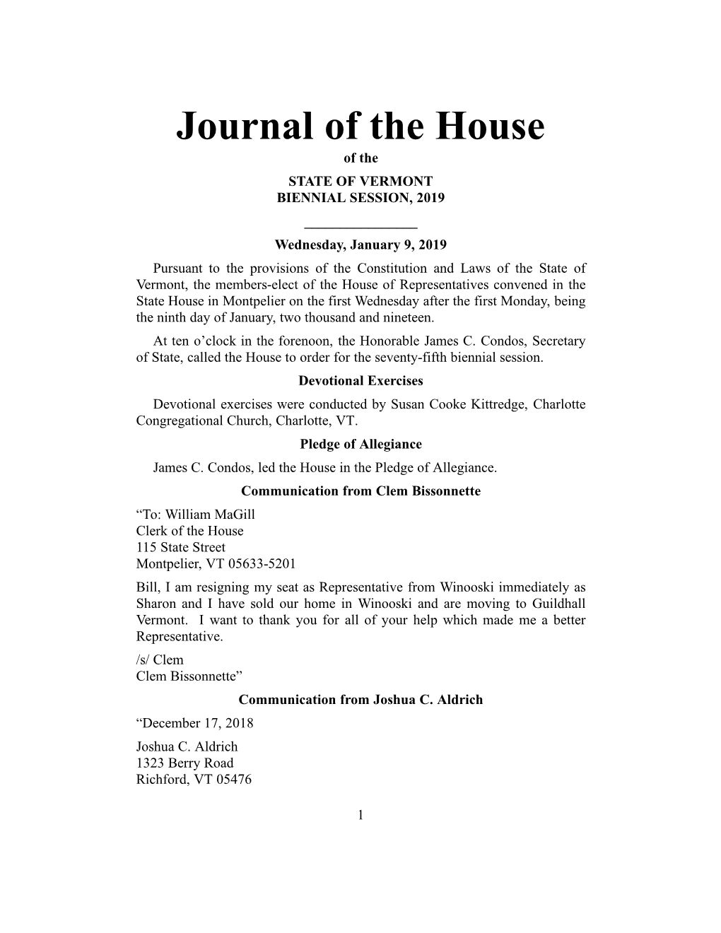 Journal of the House