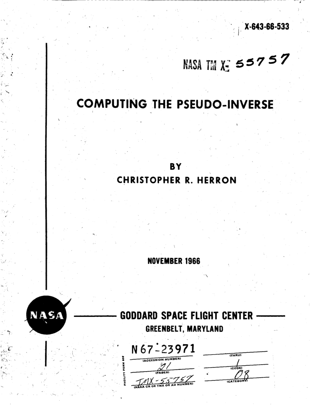 Computing the Pseudo-Inverse I