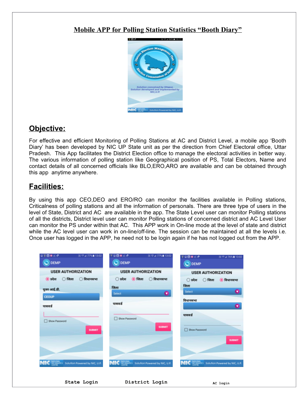 Mobile APP for Polling Station Statistics Booth Diary