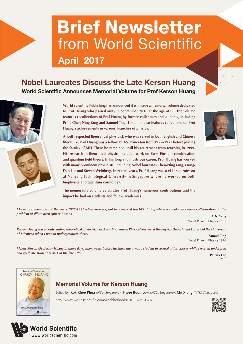 Brief Newsletter from World Scientific April 2017
