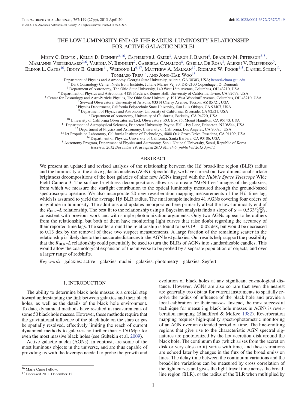 The Low-Luminosity End of the Radius-Luminosity Relationship For