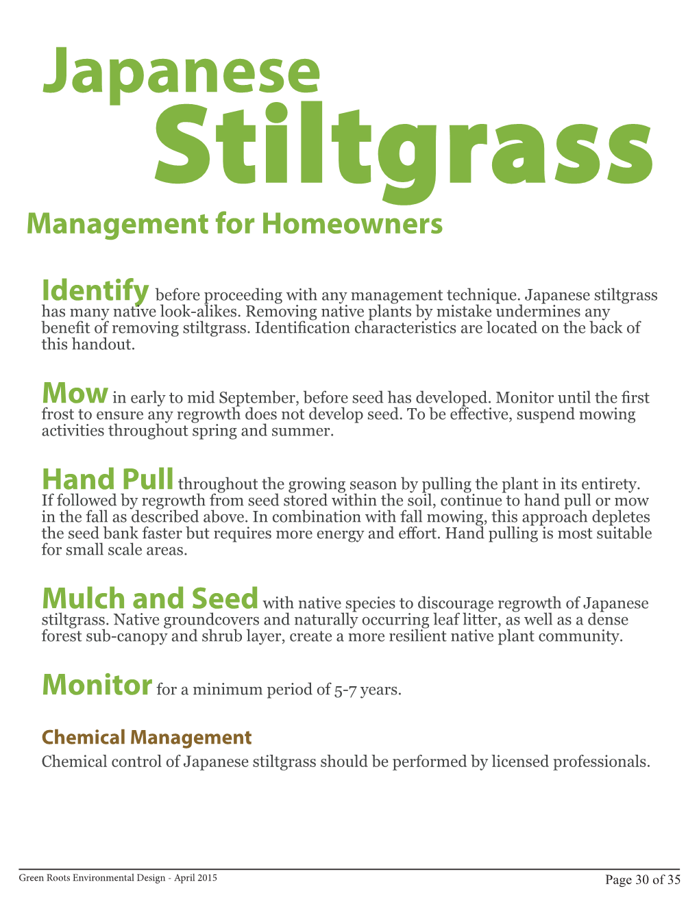 Japanese Stiltgrass Management for Homeowners