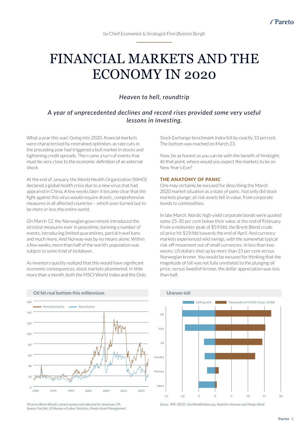 Financial Markets and the Economy in 2020