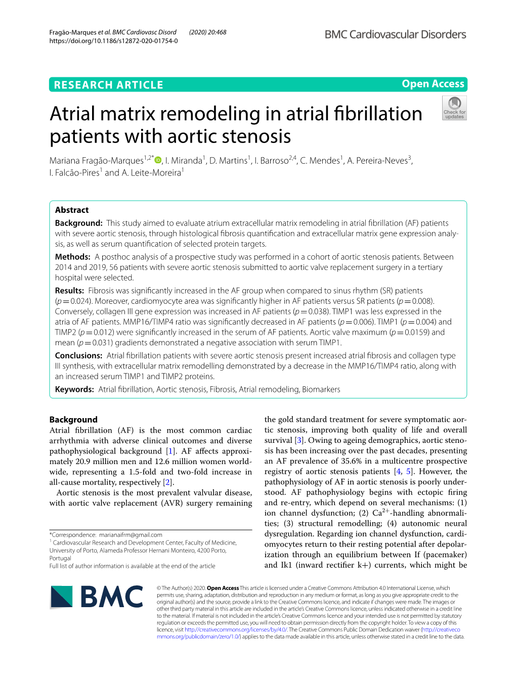 Atrial Matrix Remodeling in Atrial Fibrillation Patients with Aortic Stenosis