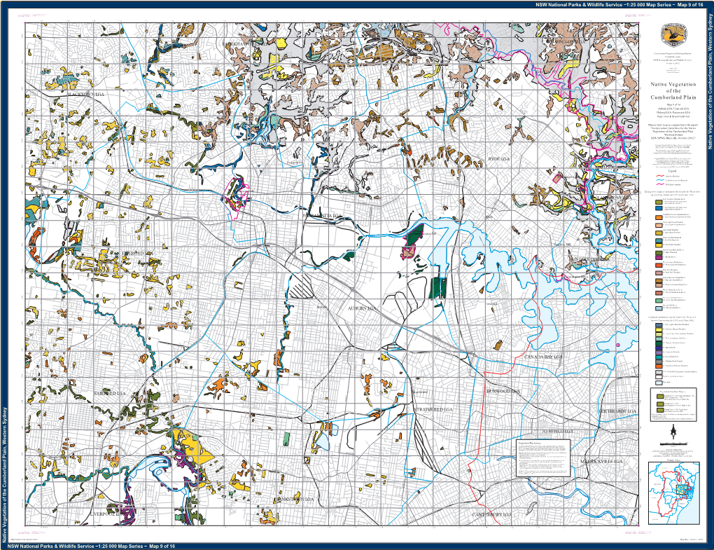 Native Vegetation of the Cumberland Plain, Western Sydney Base Mapping Data Supplied by the Land Information Centre, 15 10 15 Panorama Avenue, Bathurst 2795 NSW