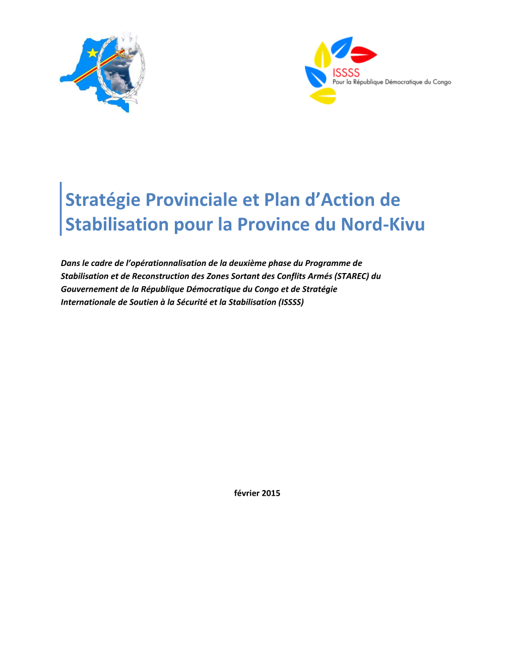 Stratégie Provinciale Et Plan D'action De Stabilisation Pour La Province Du