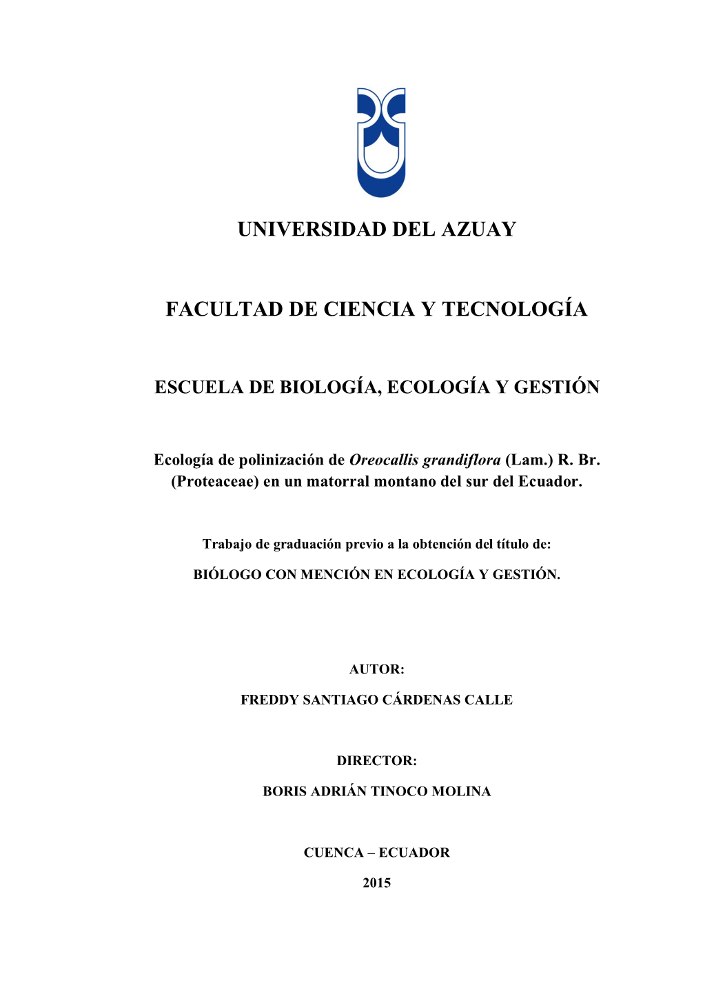 Universidad Del Azuay Facultad De Ciencia Y Tecnología