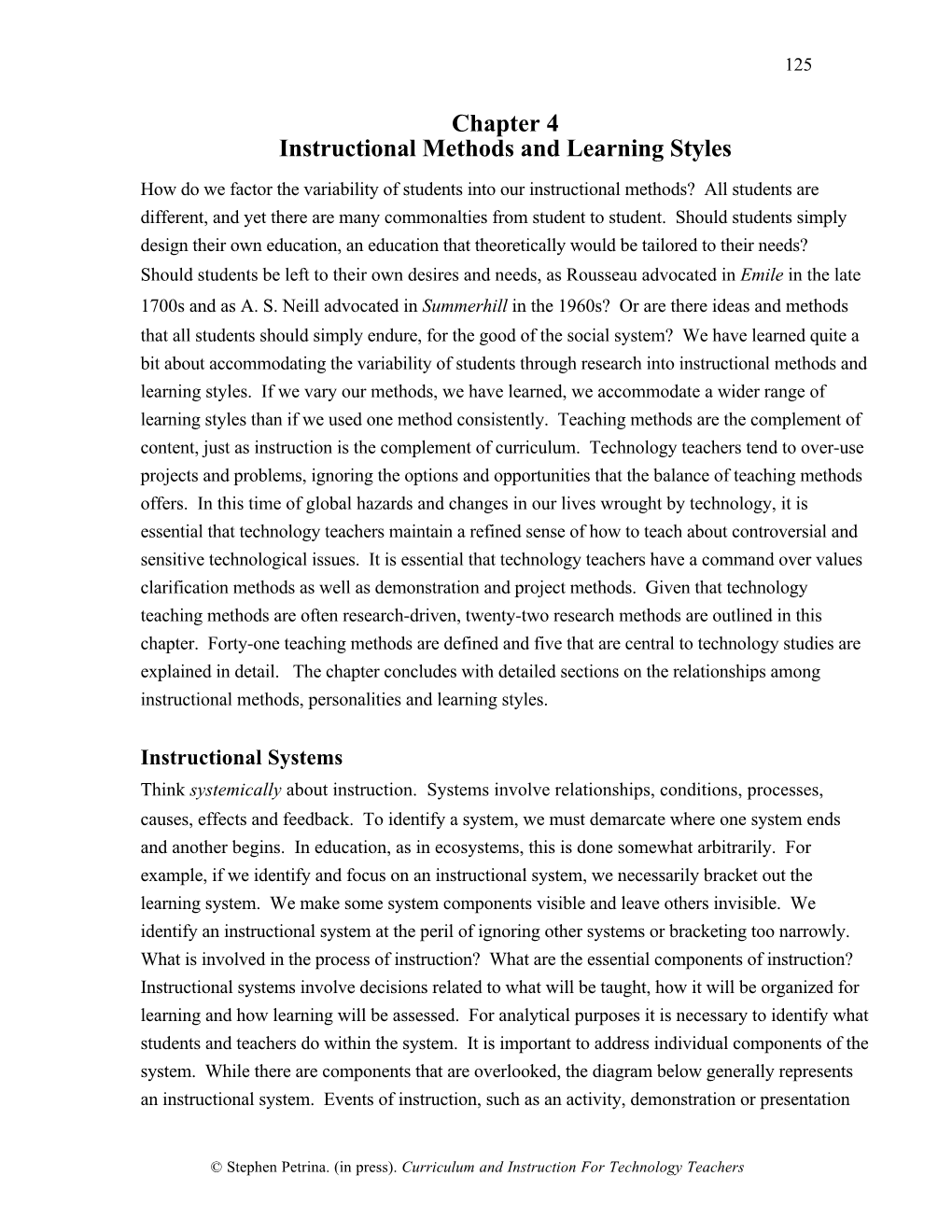 Chapter 4 Instructional Methods and Learning Styles