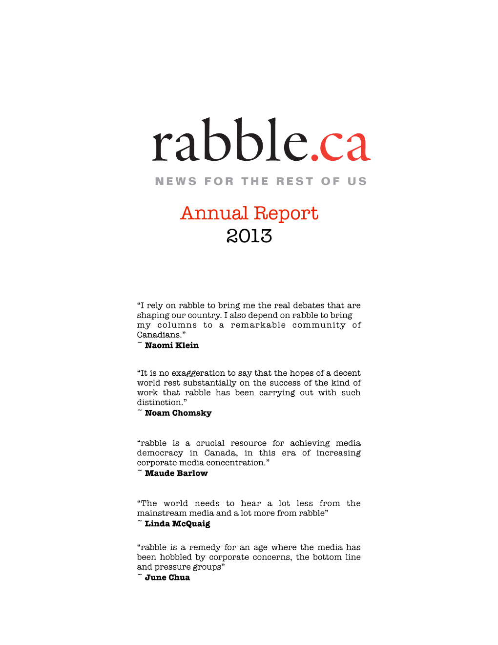 Rabble Annual Report 2013 Final
