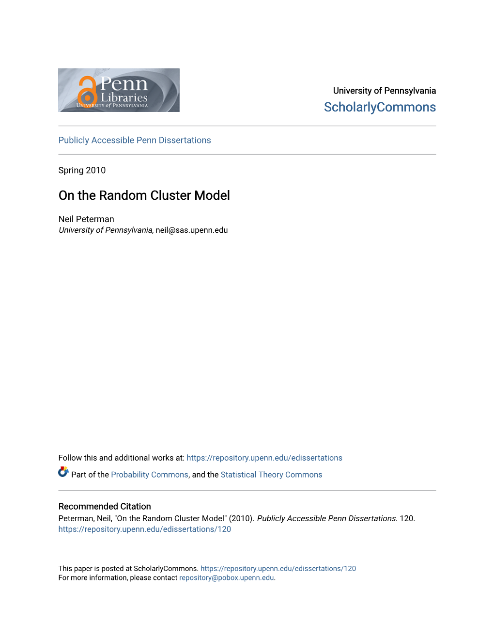 On the Random Cluster Model