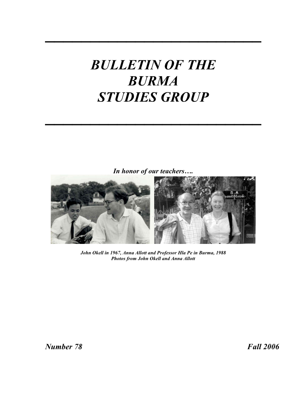 Bulletin of the Burma Studies Group ______