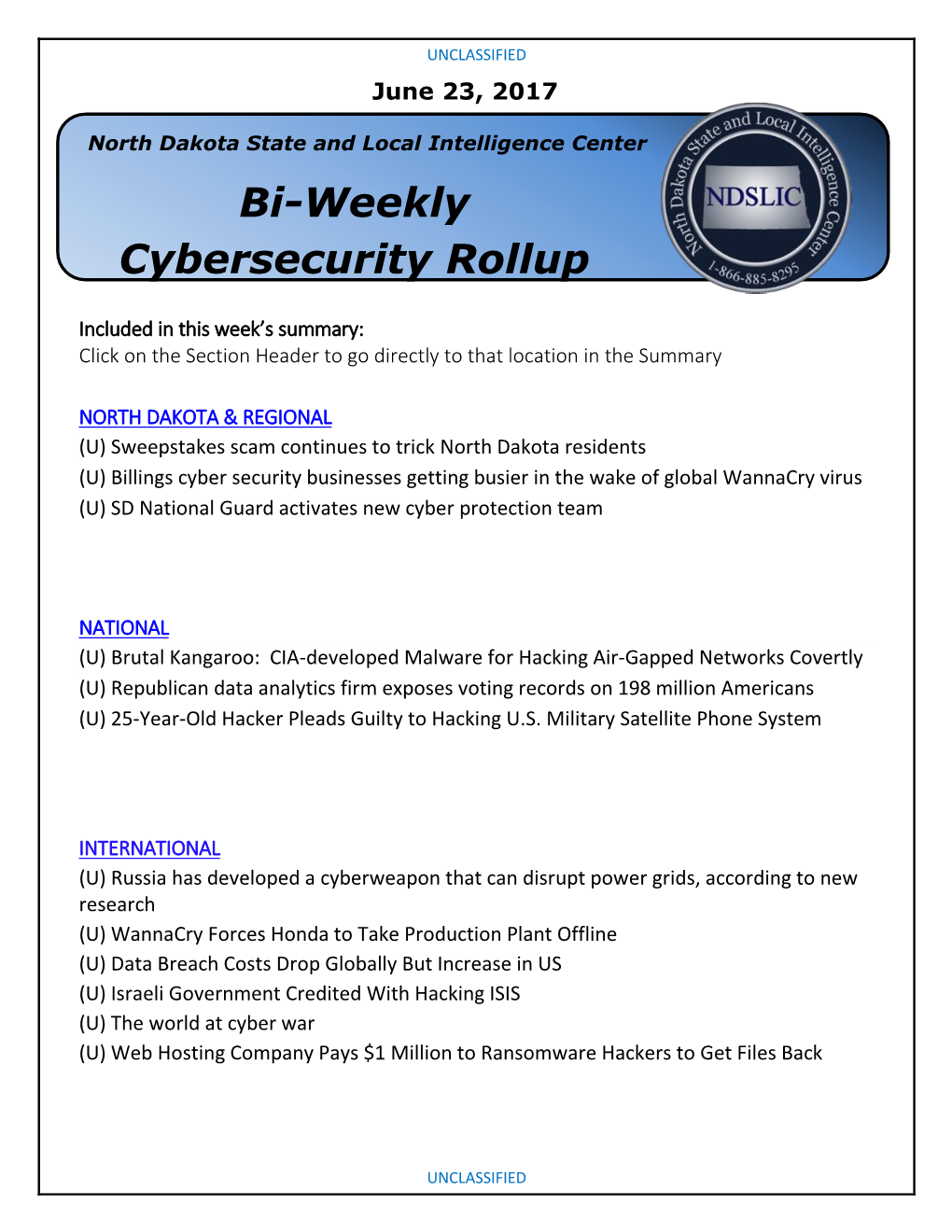 Bi-Weekly Cybersecurity Rollup