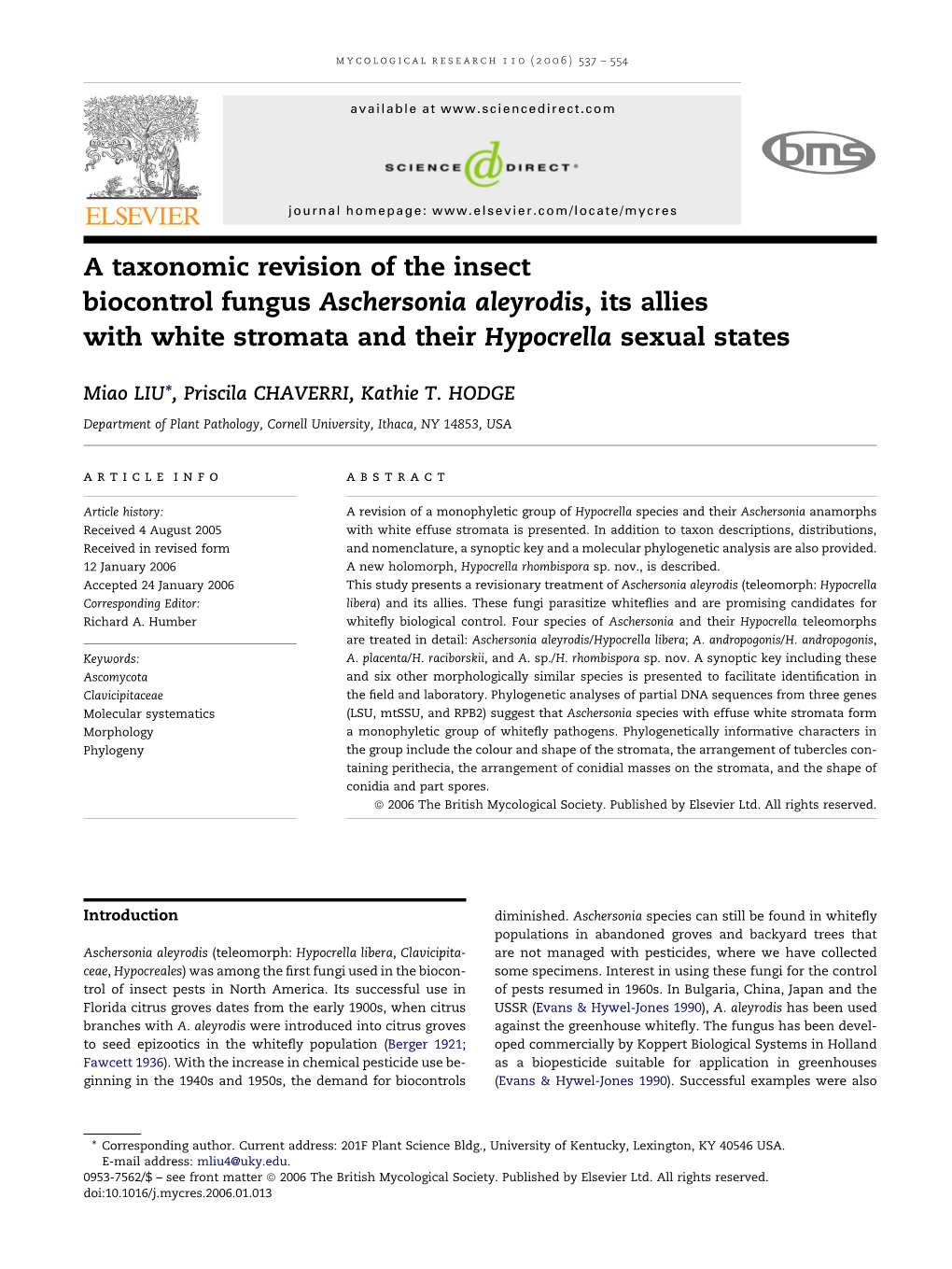 A Taxonomic Revision of the Insect Biocontrol Fungus Aschersonia Aleyrodis, Its Allies with White Stromata and Their Hypocrella Sexual States