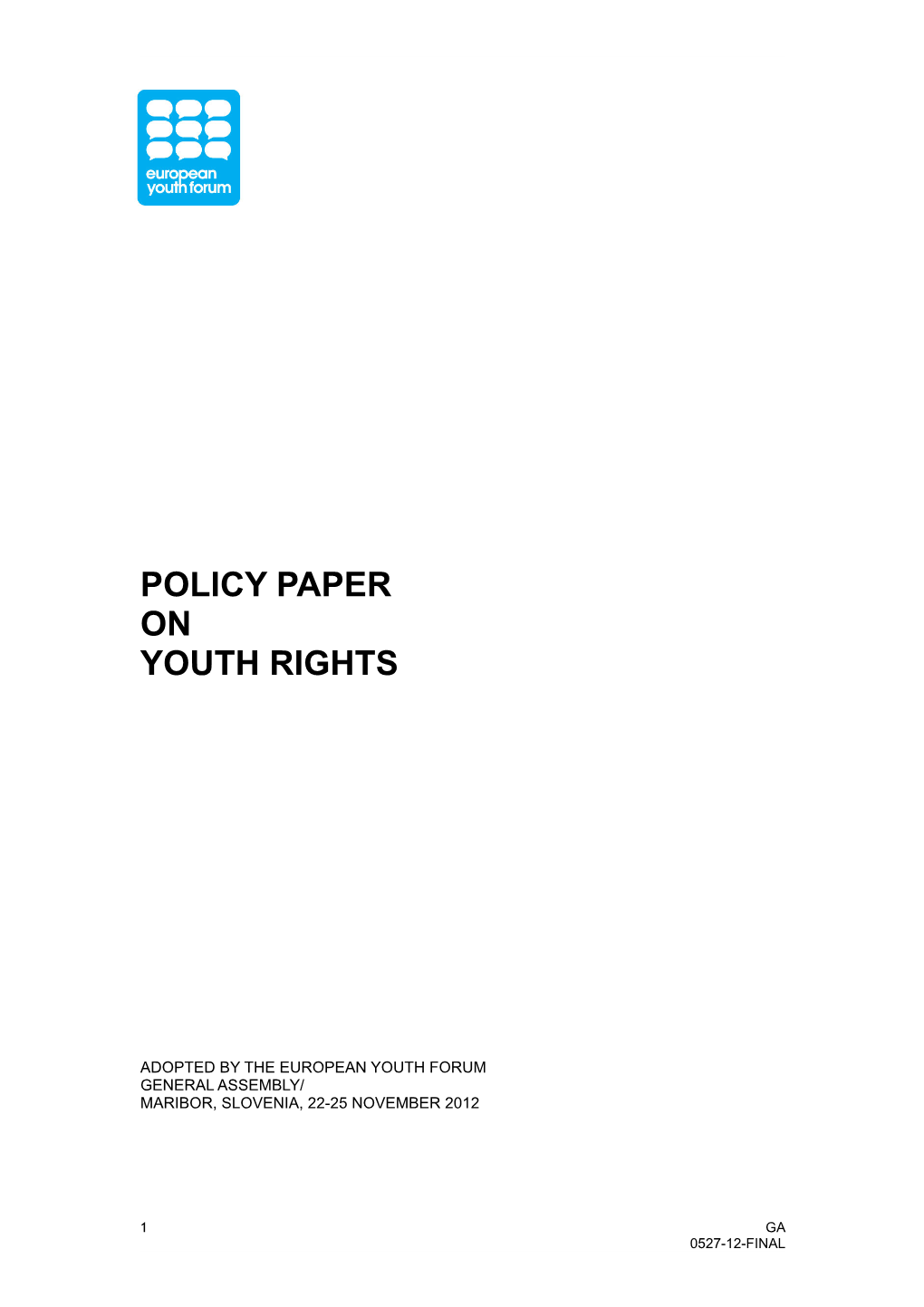 Policy Paper on Youth Rights