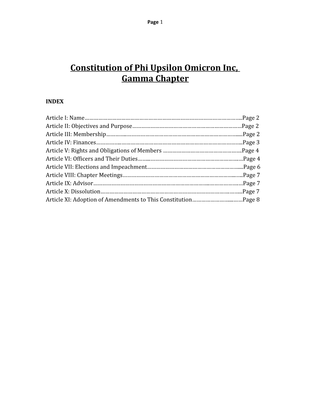 Constitution of Phi Upsilon Omicron Inc