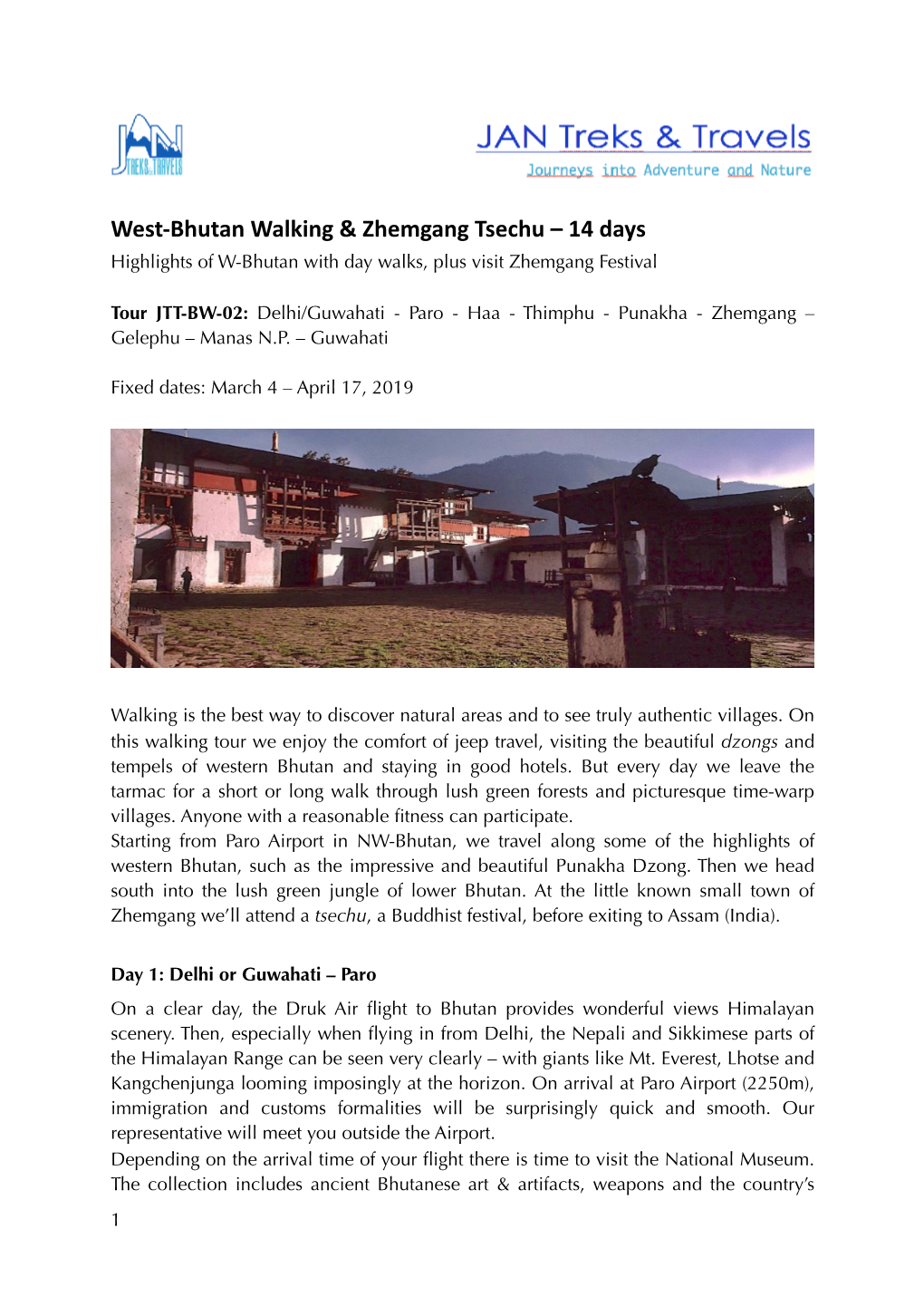West-Bhutan Walking & Zhemgang Tsechu – 14 Days