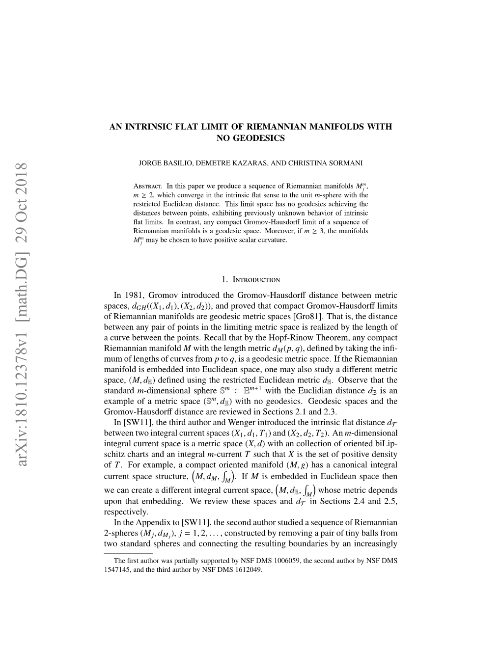 An Intrinsic Flat Limit of Riemannian Manifolds with No Geodesics