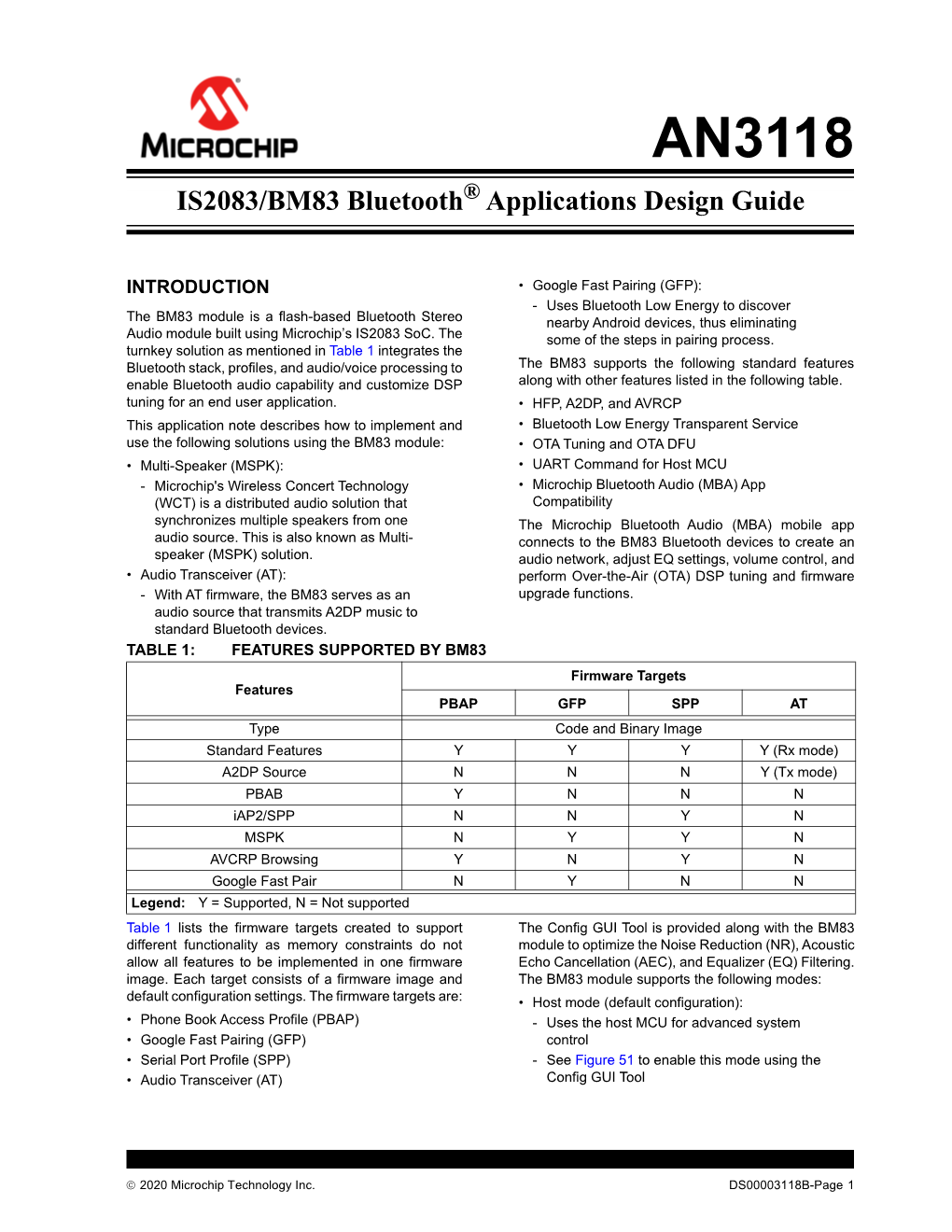 IS2083/BM83 Bluetooth Applications Design Guide