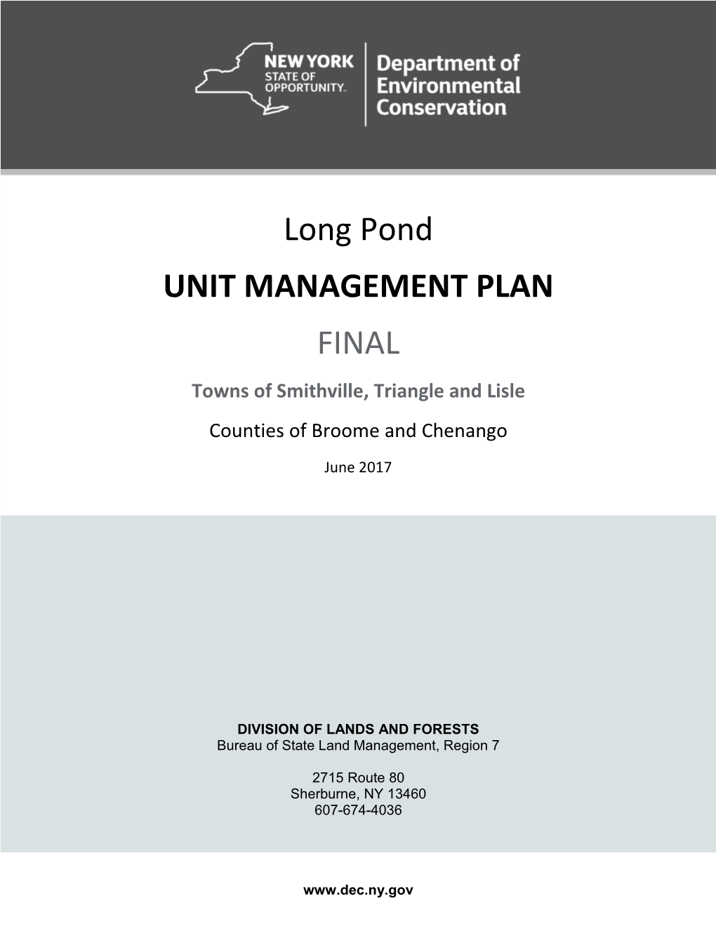 Final Long Pond Unit Management Plan