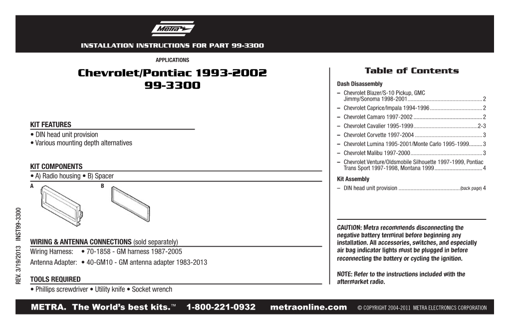 Chevrolet/Pontiac 1993-2002 99-3300