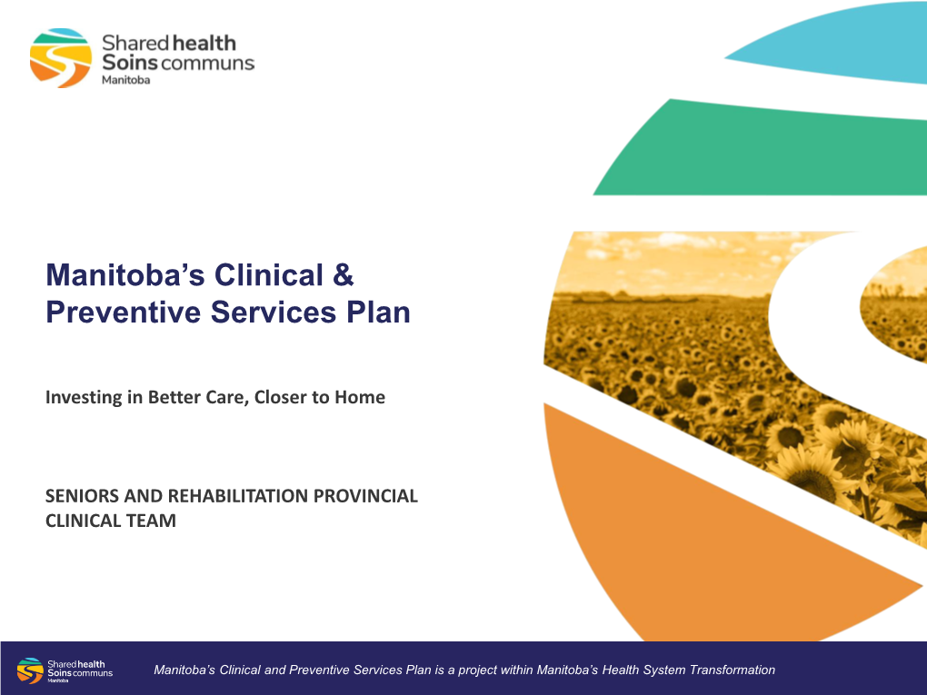 Manitoba's Clinical & Preventive Services Plan