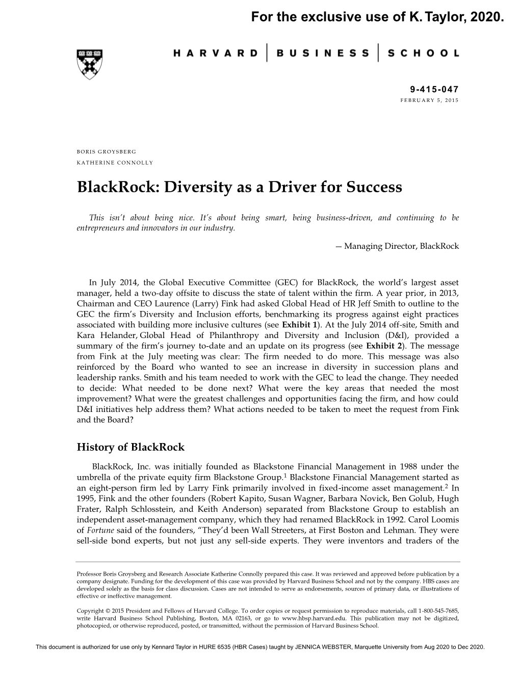 Blackrock: Diversity As a Driver for Success