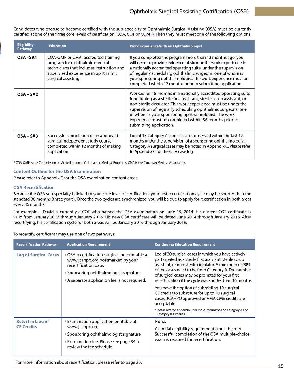 Ophthalmic Surgical Assisting Certification (OSA)