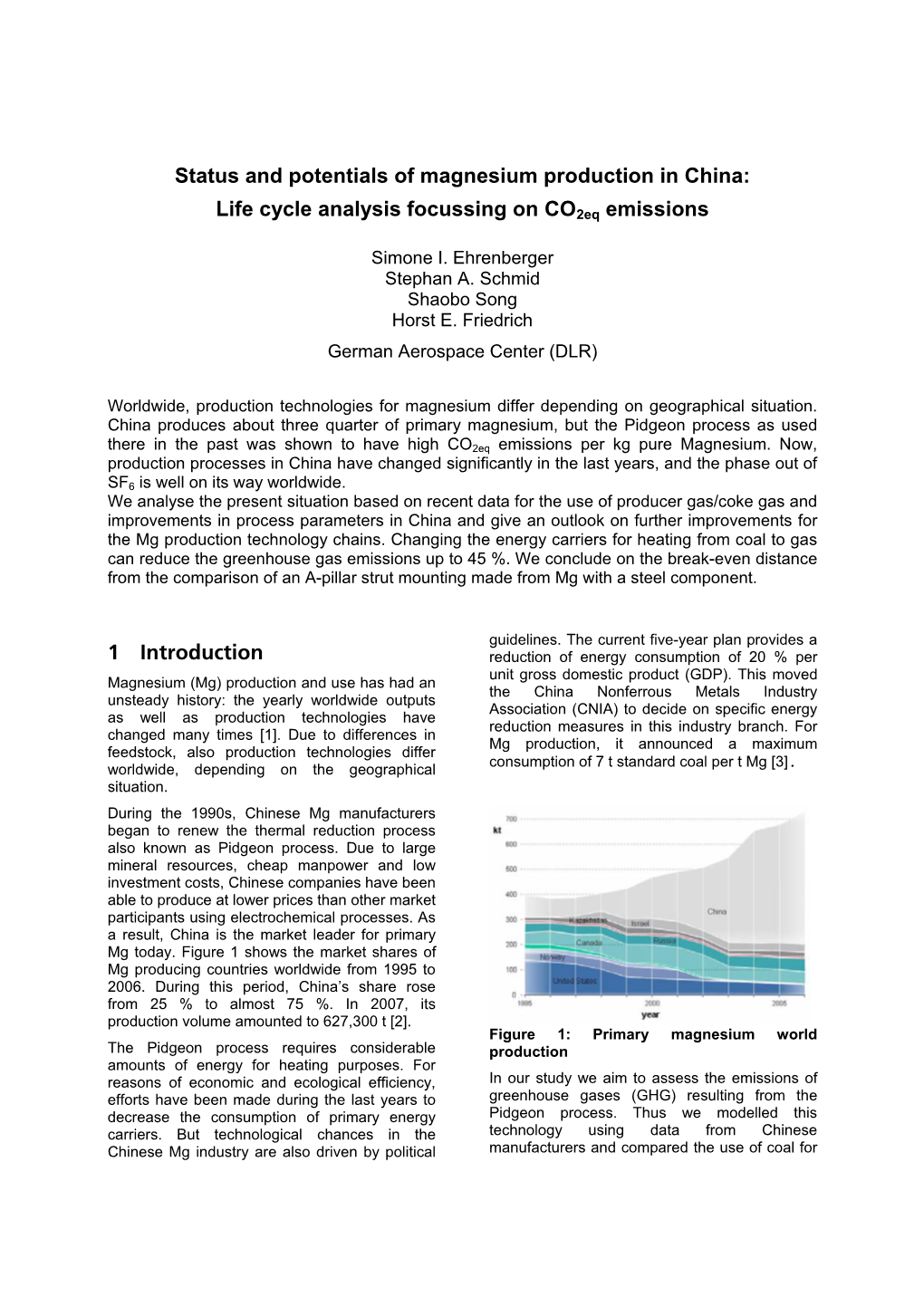 Status and Potentials of Magnesium Production in China