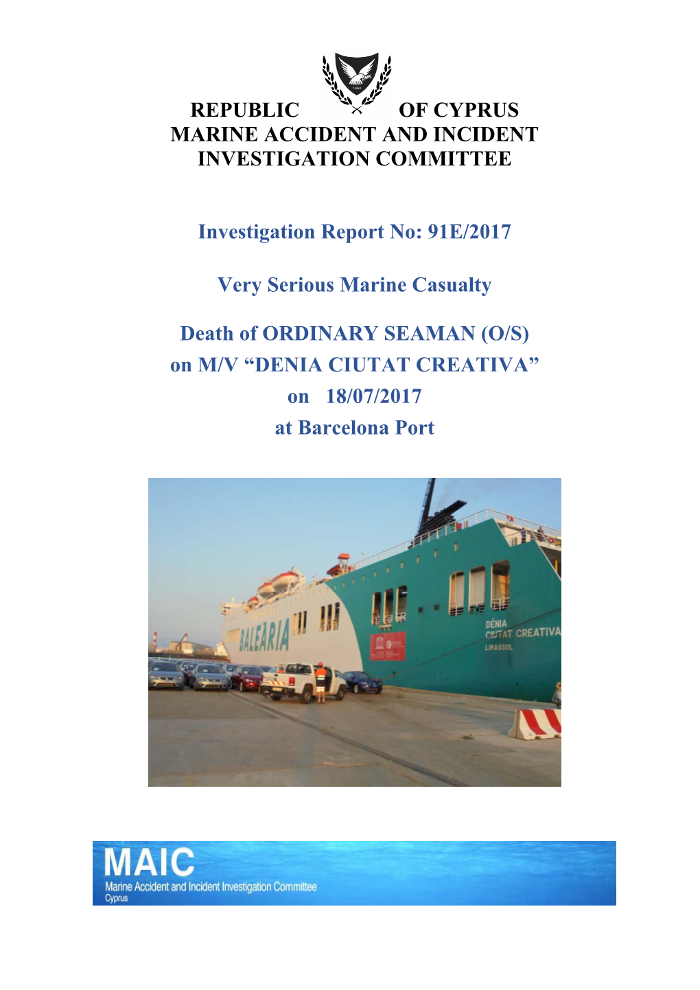 Republic of Cyprus Marine Accident and Incident Investigation Committee