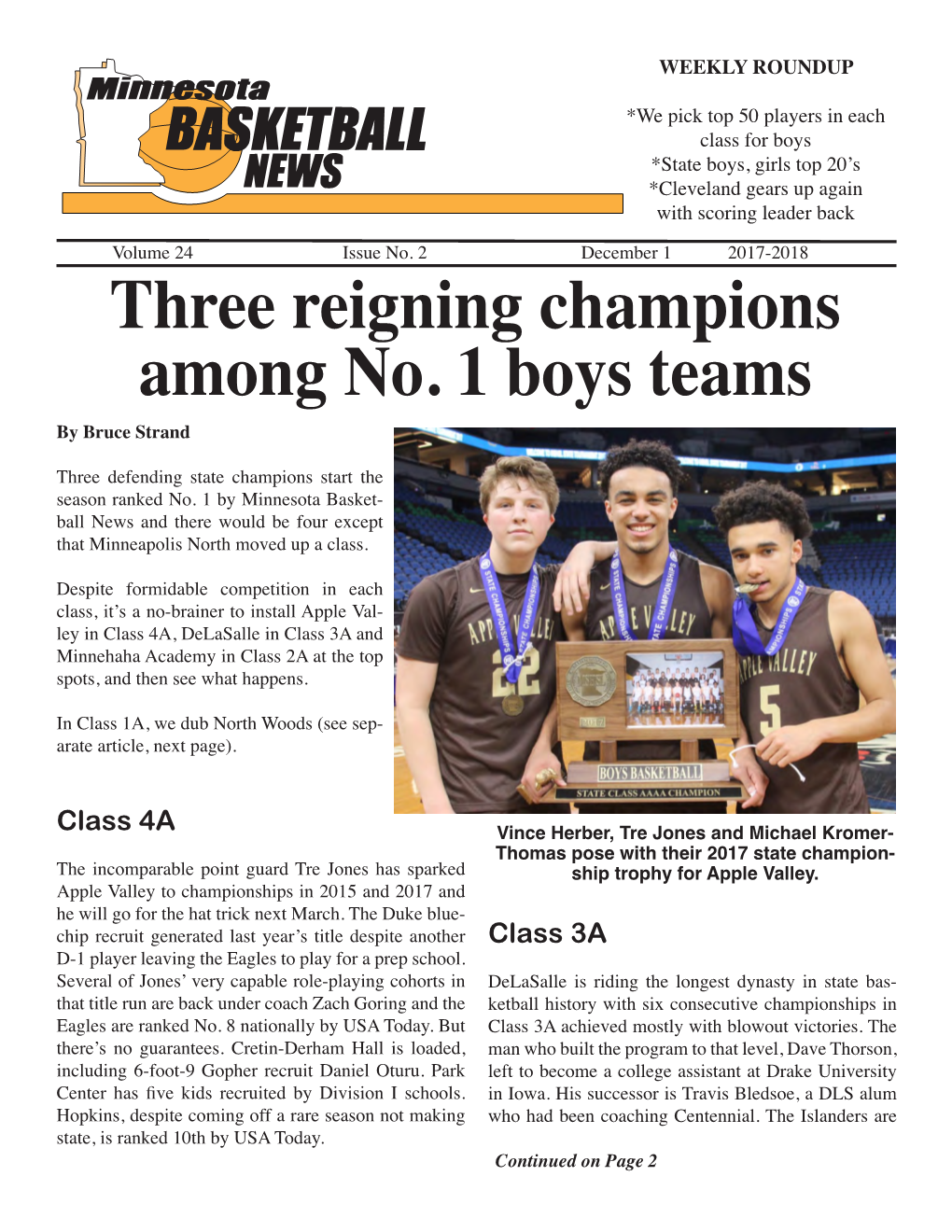Three Reigning Champions Among No. 1 Boys Teams by Bruce Strand