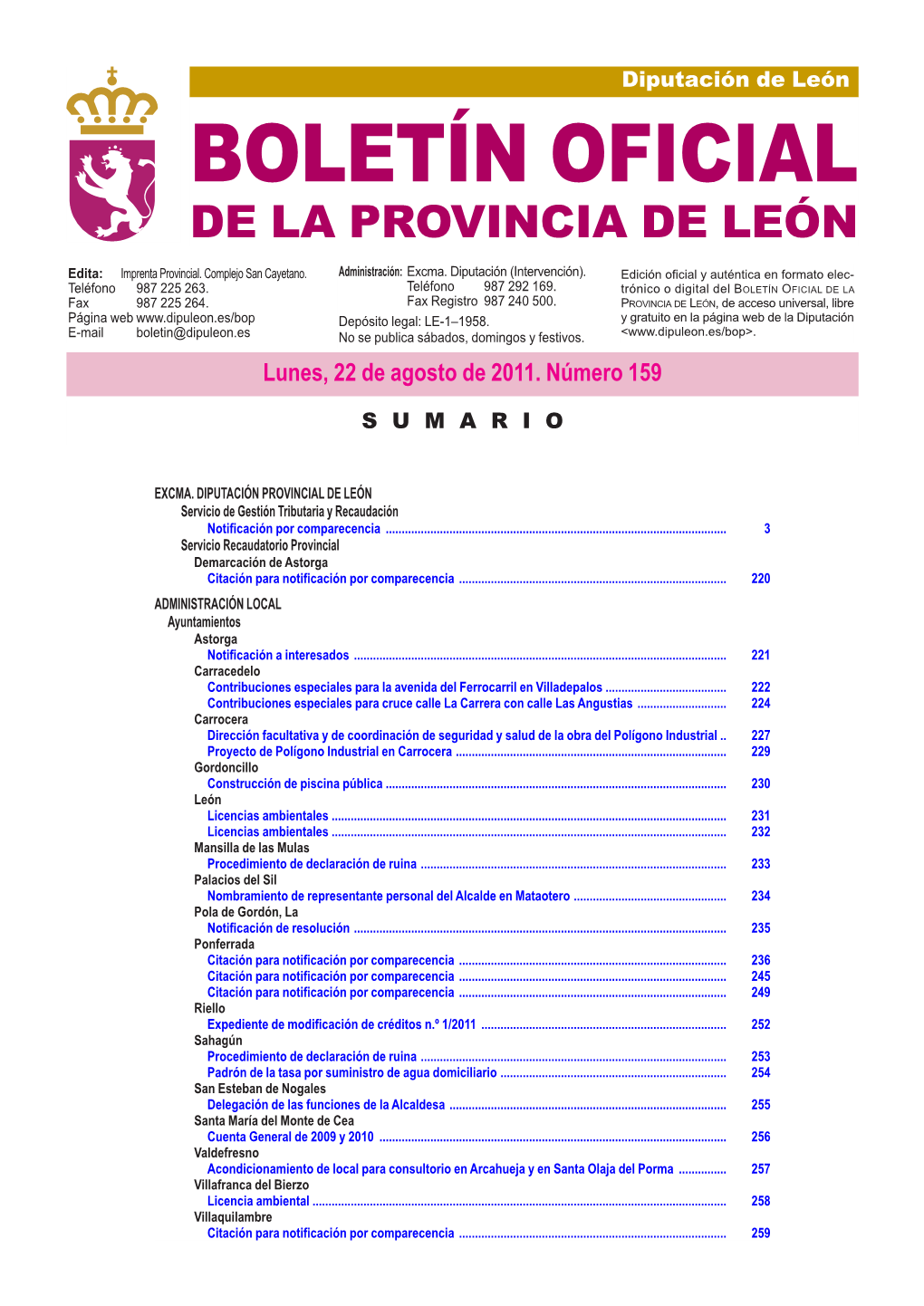 Boletín Oficial De La Provincia De León