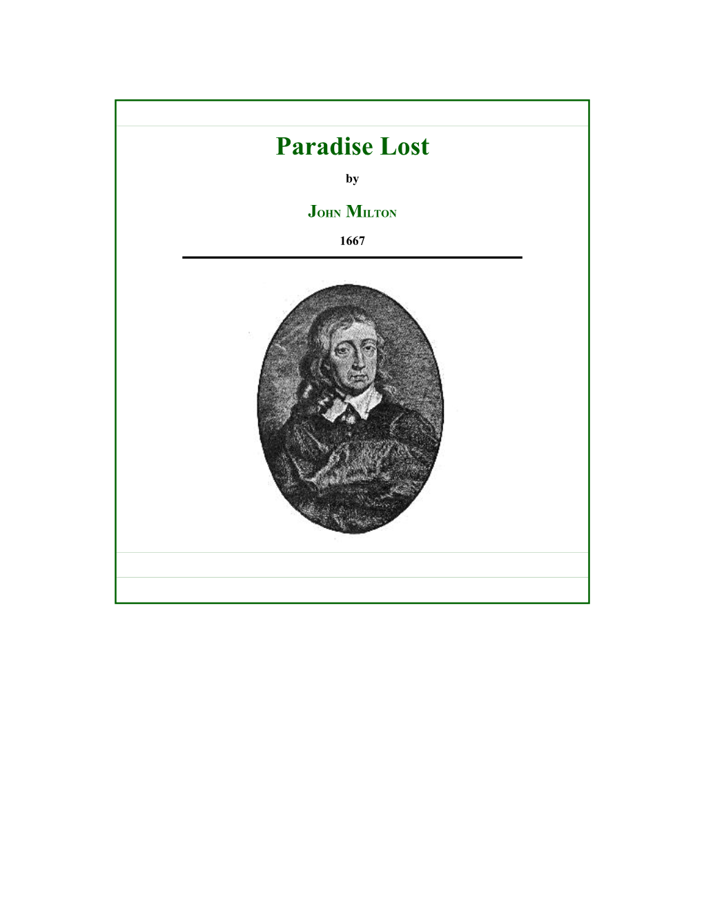 Milton: Paradise Lost Table of Contents BOOK I