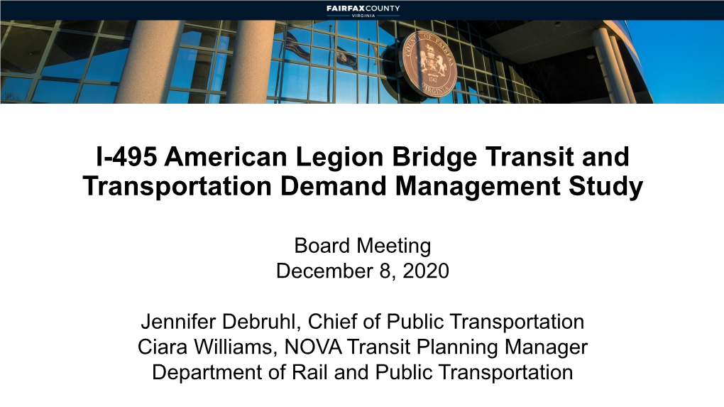 I-495 American Legion Bridge Transit and TDM Study