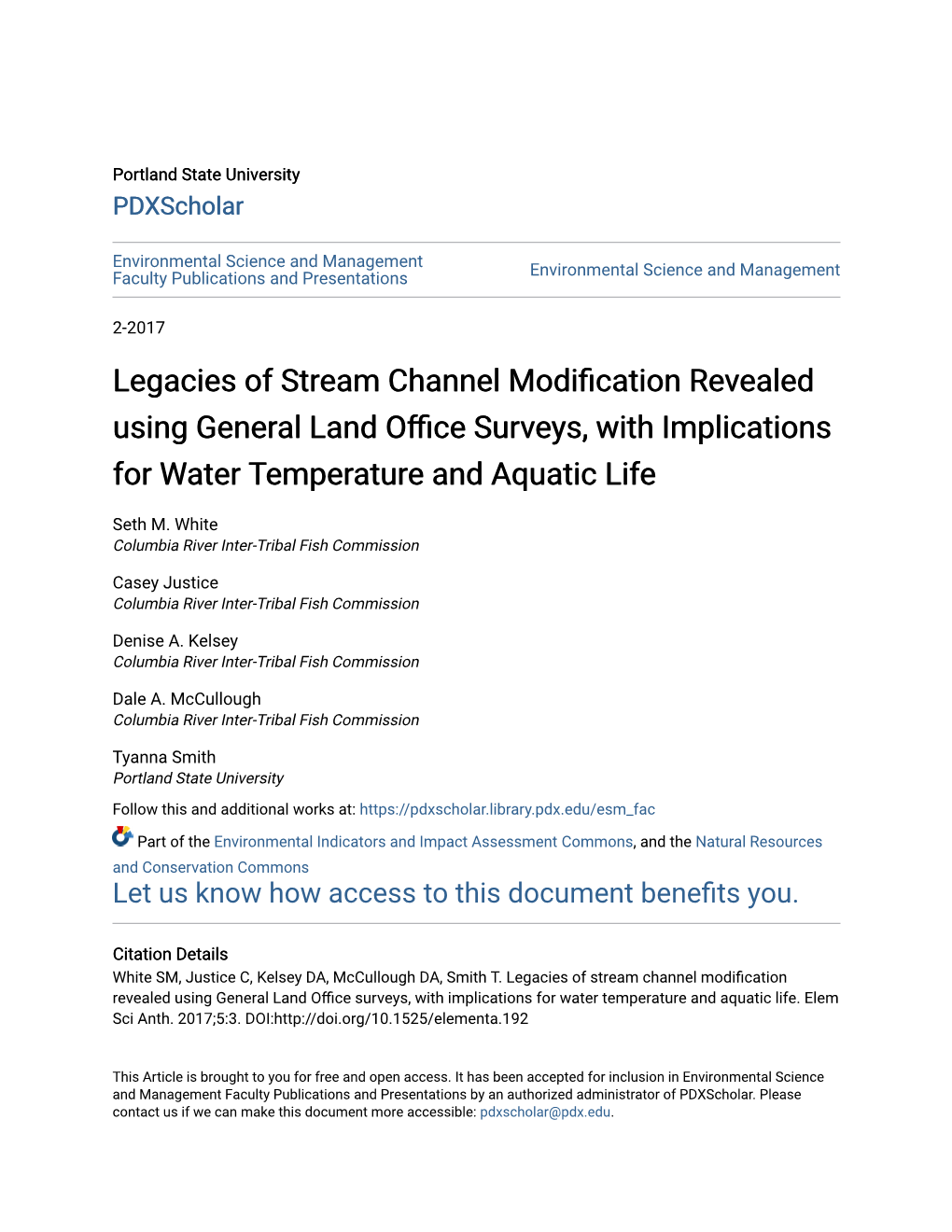 Legacies of Stream Channel Modification Revealed Using General Land Office Surveys, with Implications for Water Temperature and Aquatic Life