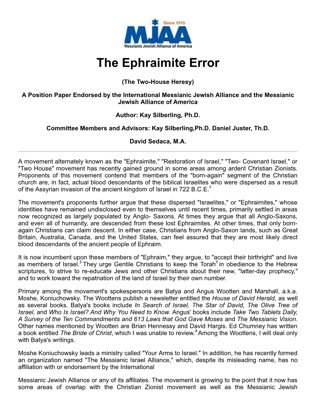 The Ephraimite Error