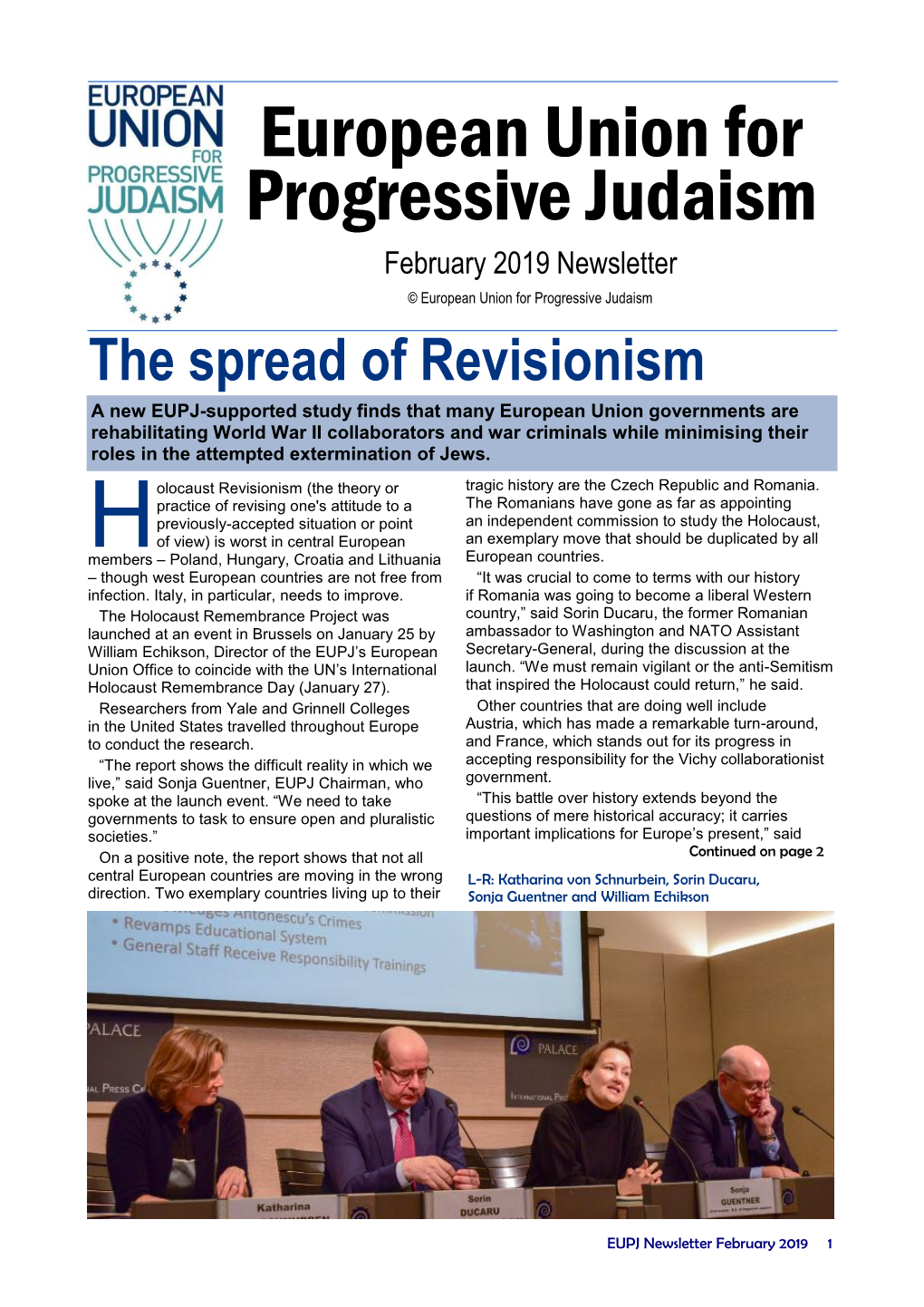 European Union for Progressive Judaism February 2019 Newsletter