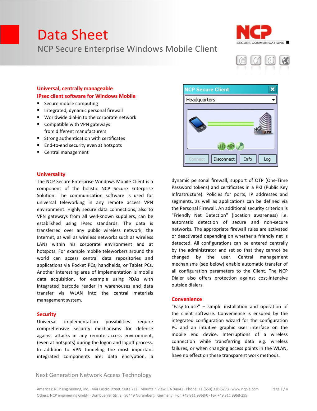 NCP Secure Enterprise Windows Mobile Client