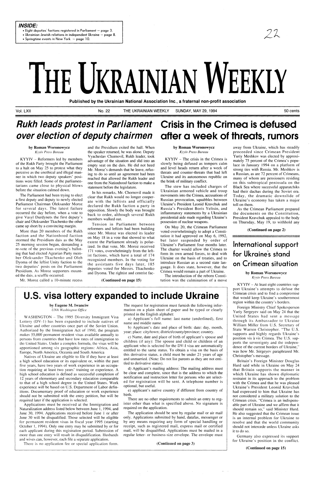 The Ukrainian Weekly 1994, No.22
