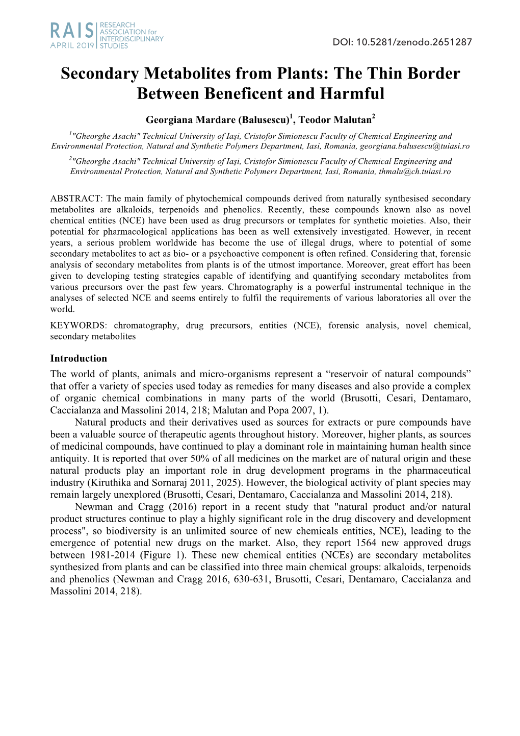 Secondary Metabolites from Plants: the Thin Border Between Beneficent and Harmful