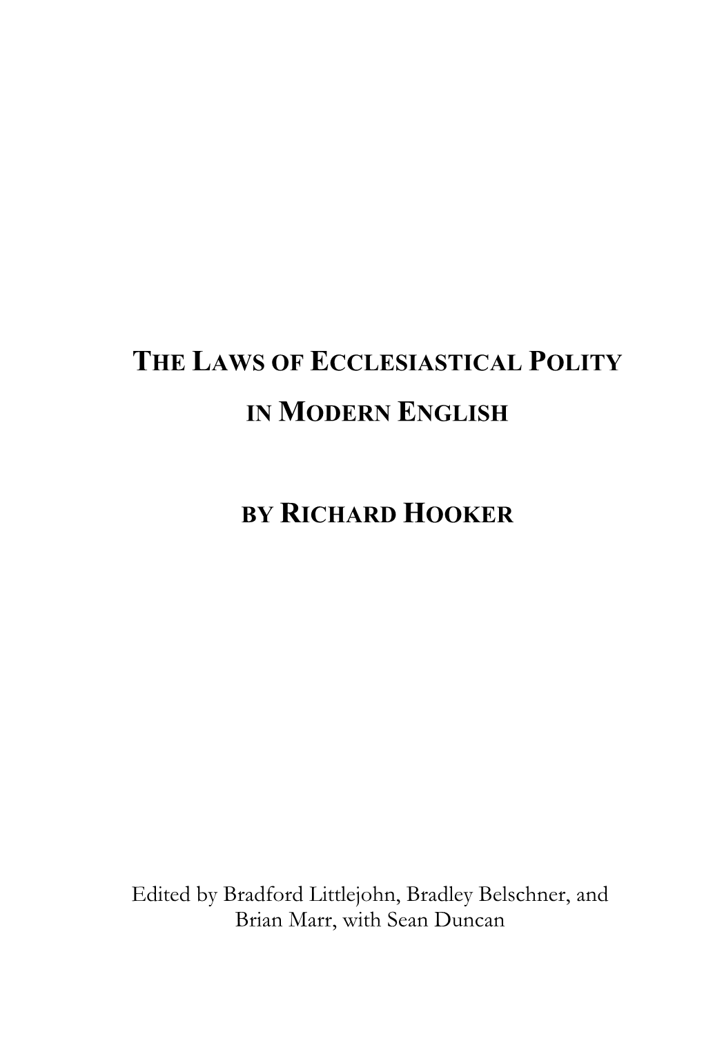 The Laws of Ecclesiastical Polity