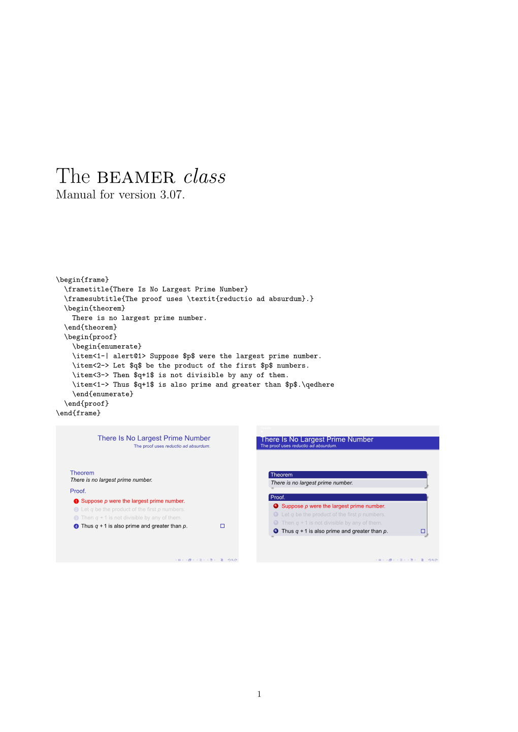 The Beamer Class Manual for Version 3.07