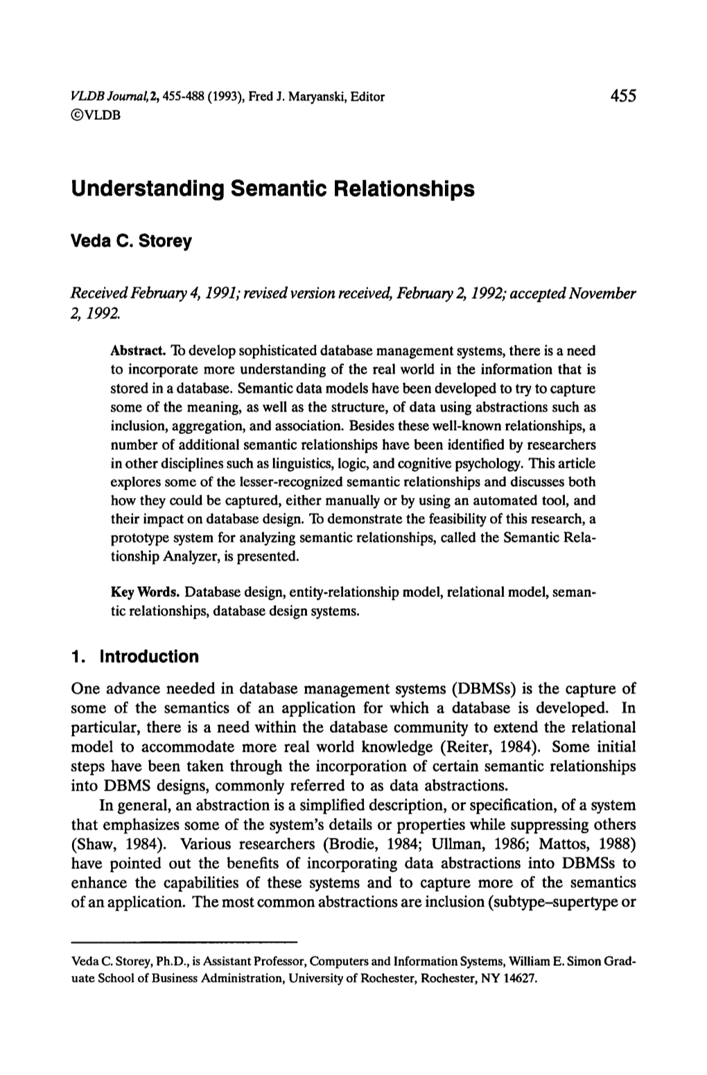 Understanding Semantic Relationships