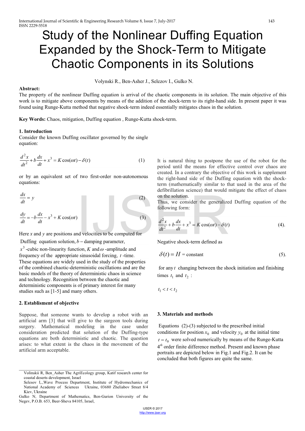 Study of the Nonlinear Duffing Equation Expanded by the Shock-Term to Mitigate Chaotic Components in Its Solutions