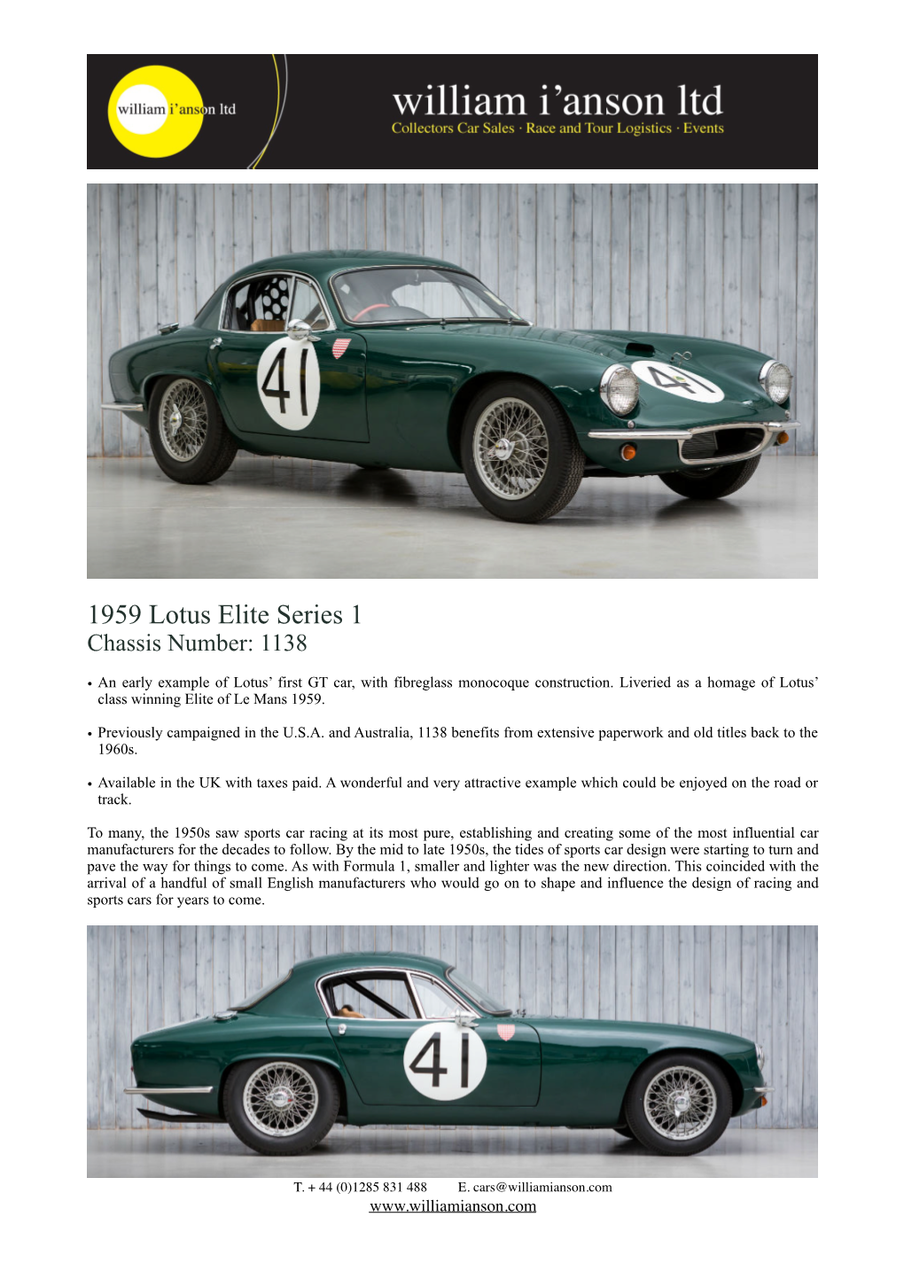 1959 Lotus Elite 1138