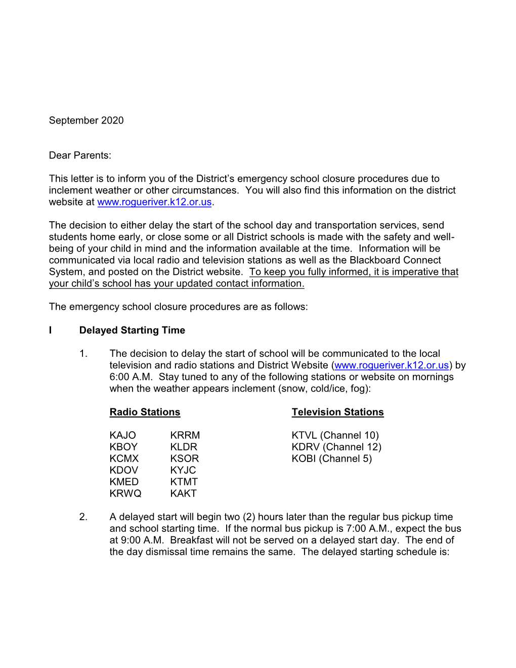 School Closure and Delay Procedures