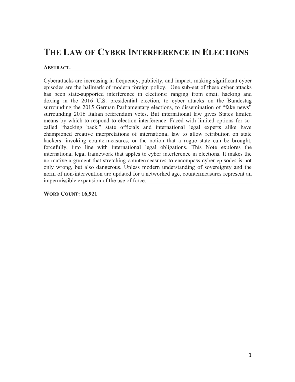 The Law of Cyber Interference in Elections