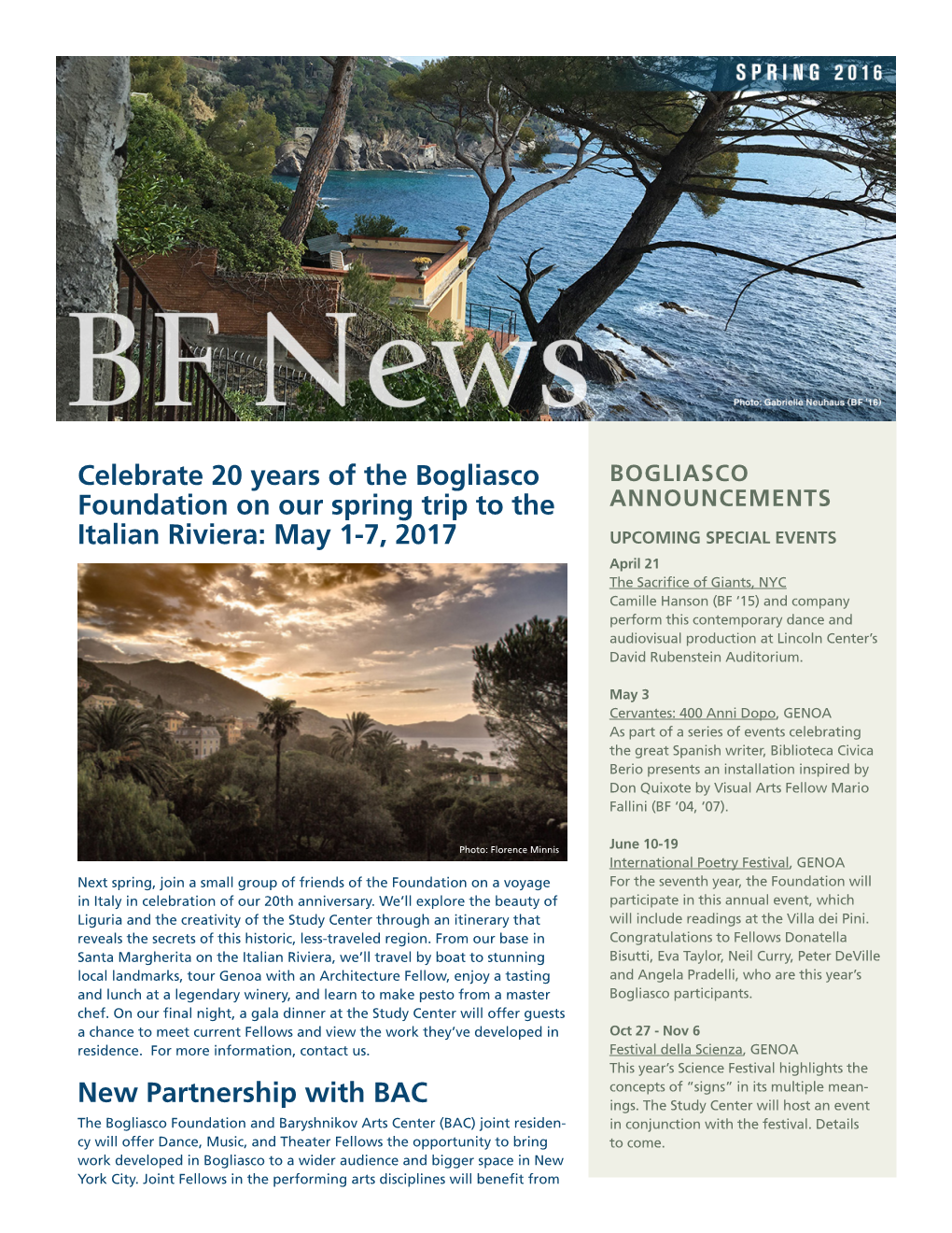 Celebrate 20 Years of the Bogliasco Foundation on Our Spring Trip to The