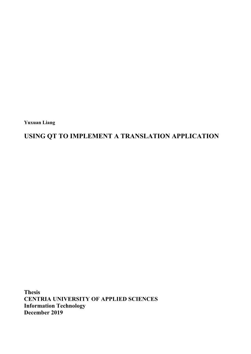 Using Qt to Implement a Translation Application