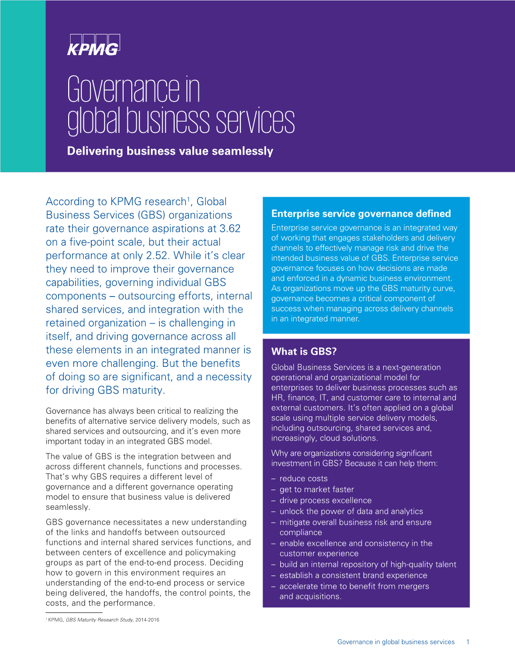 Governance in Global Business Services Delivering Business Value Seamlessly