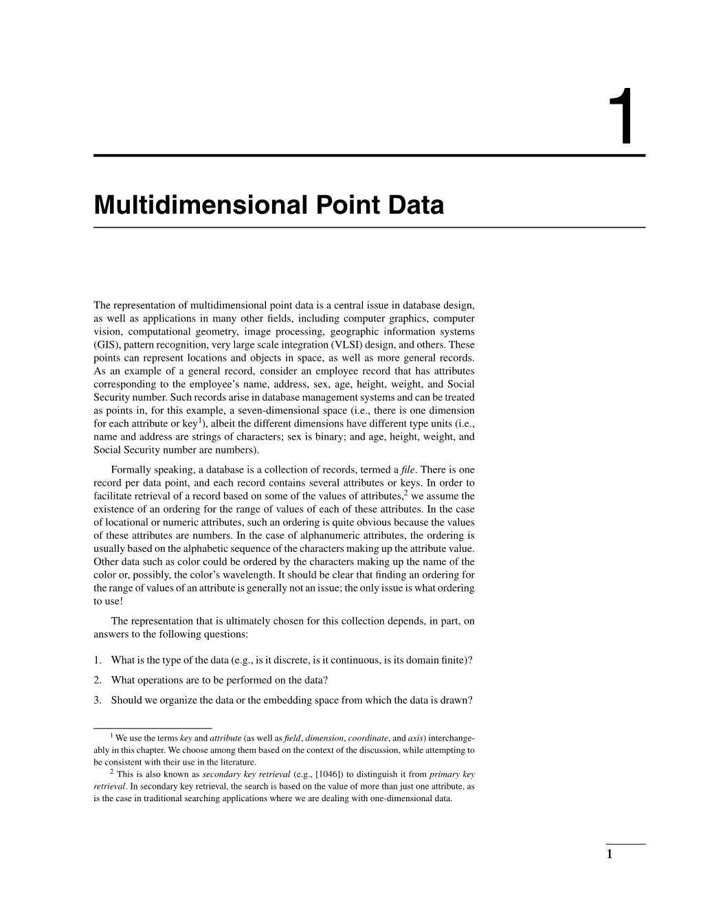 Multidimensional Point Data